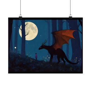 A Girl and her Dragon Poster — Fantasy Wall Art