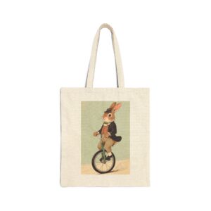Dapper Rabbit Tote Bag – Unicycle Bunny Cotton Canvas Tote