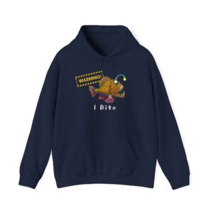 Anglerfish 'Warning I Bite' Hoodie – Funny Deep Sea Fishing Sweatshirt