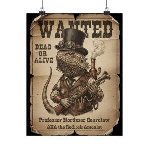 Wanted Poster: Professor Mortimer Gearclaw Steampunk Poster