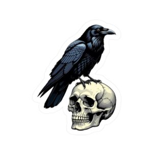 Raven on Skull Vinyl Sticker