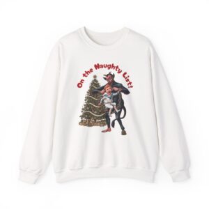 Crewneck Sweatshirt — Vintage Krampus 'On the Naughty List' Christmas Sweater