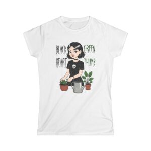 Gardening Goth Tee – “Black Heart, Green Thumb” Women’s Graphic Shirt
