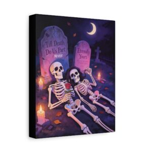 Till Death Do Us Part Skeleton Couple Matte Canvas Wall Art