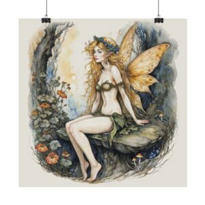 Fairy Watercolor Art Print — Textured Matte Poster