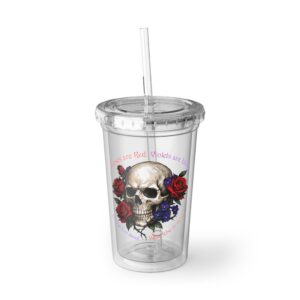 Skull & Roses Acrylic Tumbler –  Cold Cup with Straw