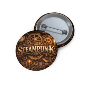 Steampunk Gear Pin Button – Vintage Mechanical Badge
