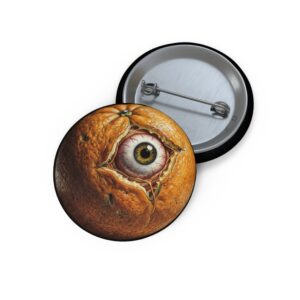 Eye in Orange Pin Button — Creepy Surreal Lovecraft Badge