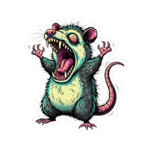 Screaming Opossum Kiss-Cut Sticker — Cute Creepy Laptop Decal