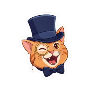 Dapper Winking Cat Sticker — Vinyl Decal