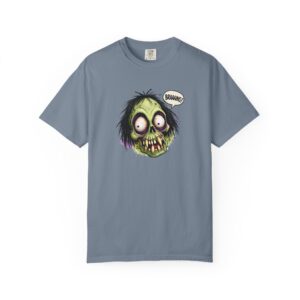 Zombie Face T-Shirt — 'Brraaaains!' Graphic Tee for Halloween & Horror Fans