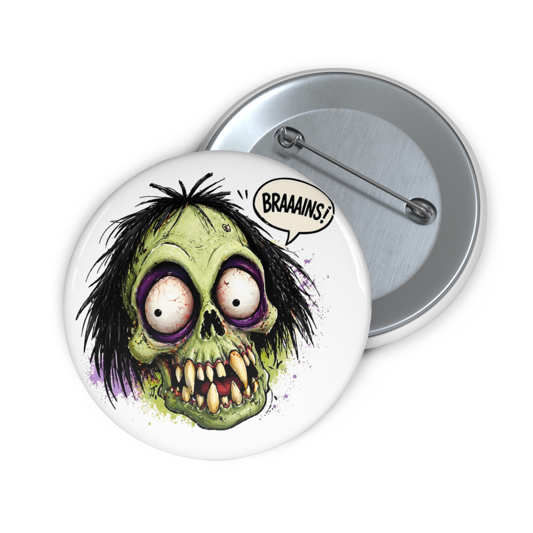 Zombie Pin Button - 'Braaaains!' Halloween Accessory - Image 3